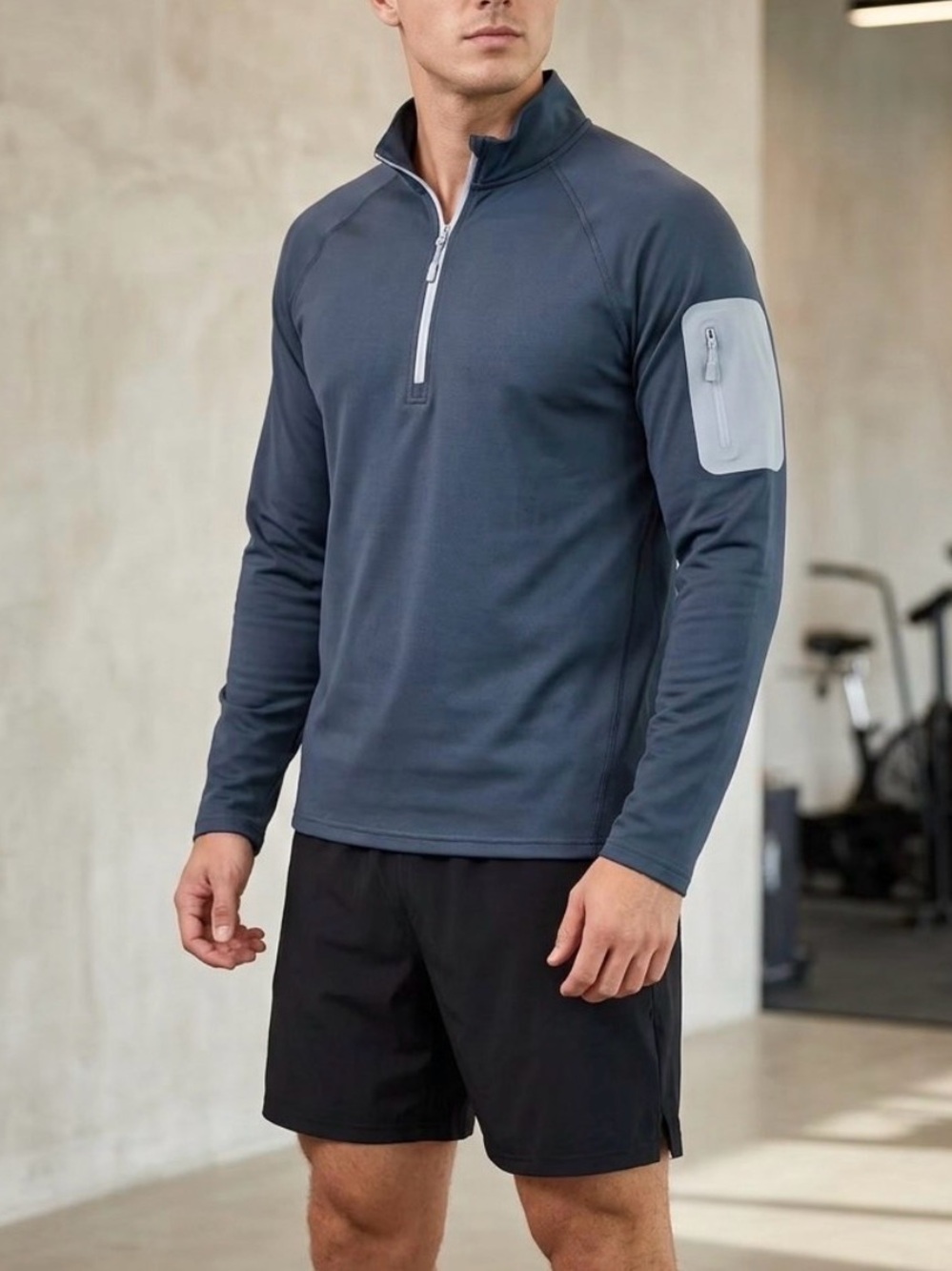 Men's Half-Zip Performance Pullover Jacket - Slate Blue